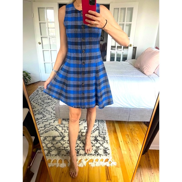 10 Crosby Derek Lam Dresses & Skirts - Derek Lam 10 Crosby Blue Check Raw Hem Dress